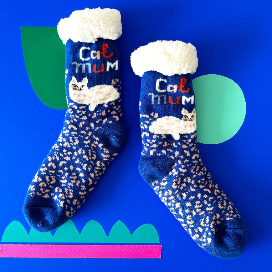 Catnip 'Cat Mum' Cosy Slipper Socks