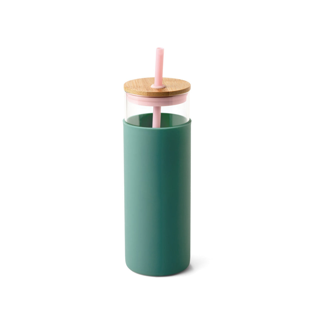 Green & Blush Tumbler with Straw