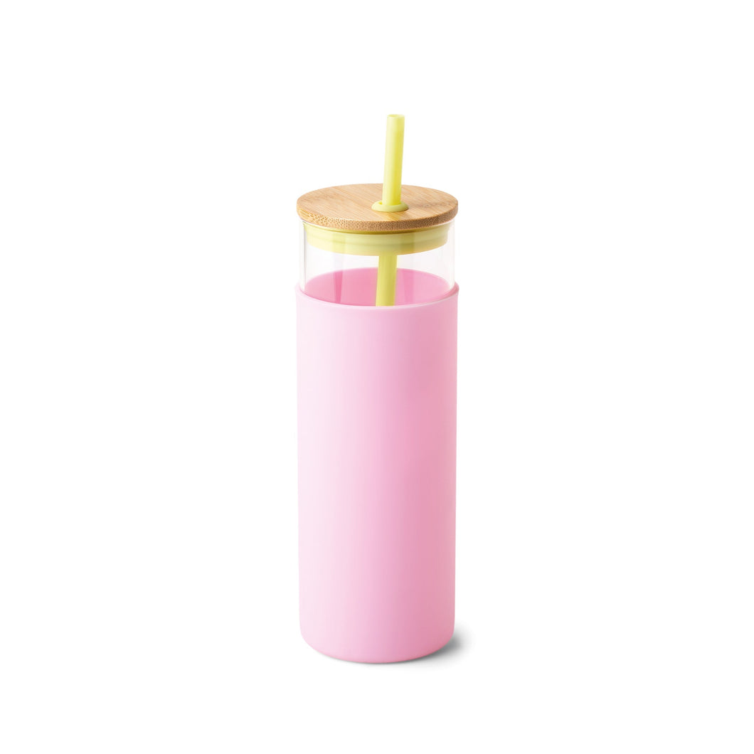 Yellow & Pink Tumbler with Straw