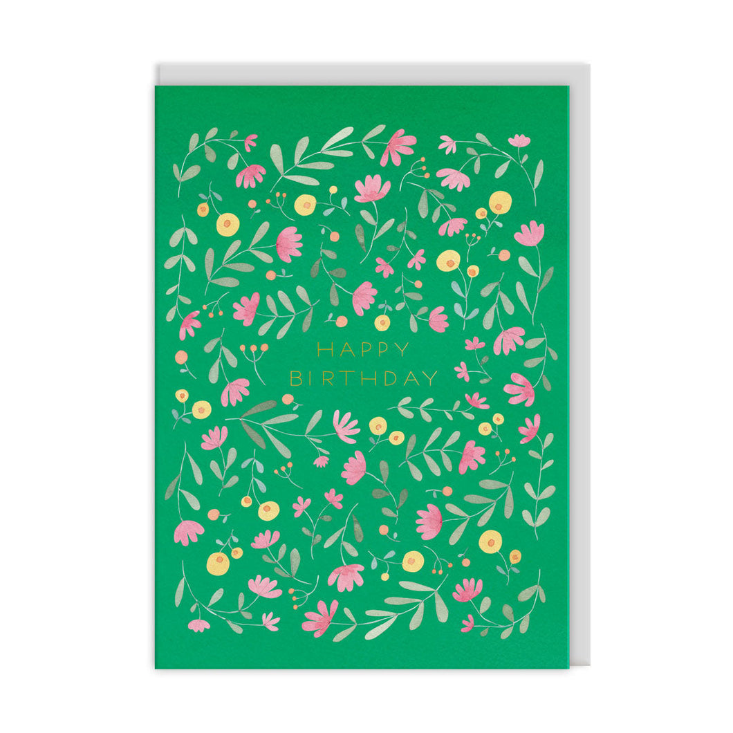 Green Floral Greetings Card