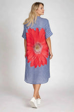Load image into Gallery viewer, Gingham Flower Print Shirt Dress
