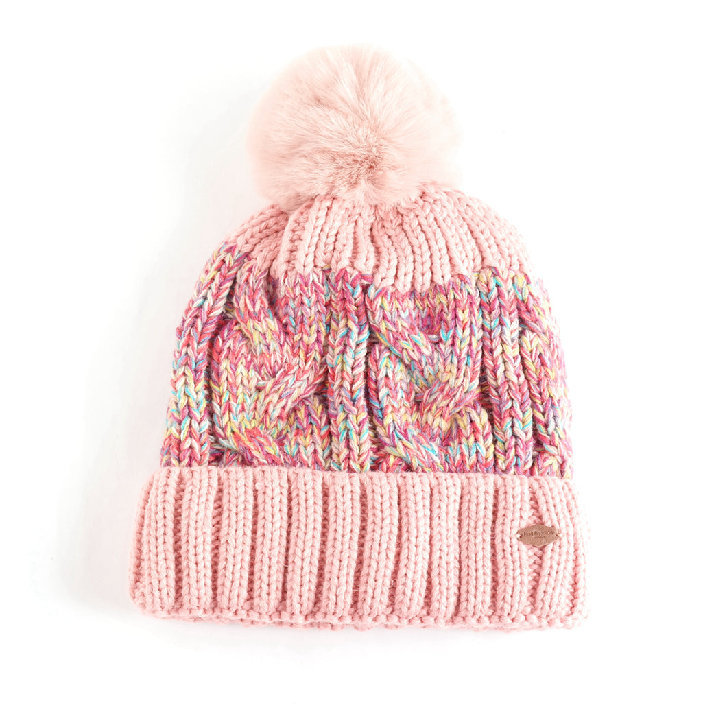 Pink Rainbow Knit Bobble Hat