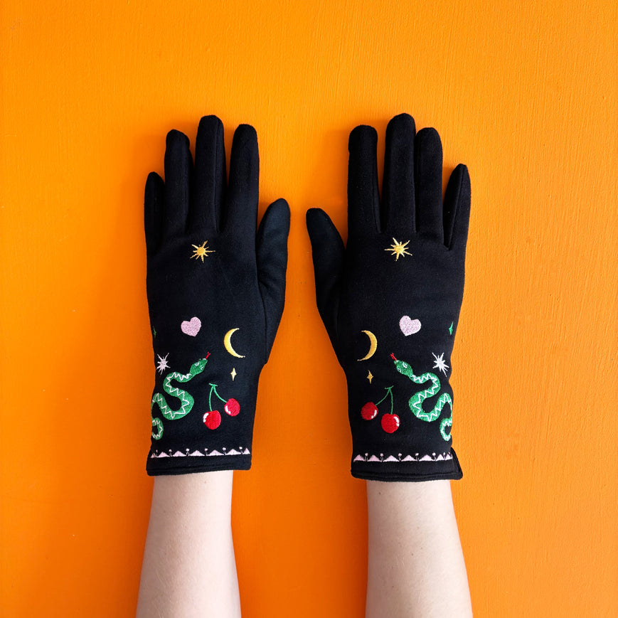 Inked Embroidered Gloves