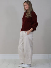 Load image into Gallery viewer, Wine Cable Knit Wool Mix Sweater
