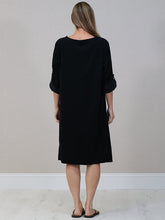 Load image into Gallery viewer, Black Tabbed Sleeve Corduroy Dress
