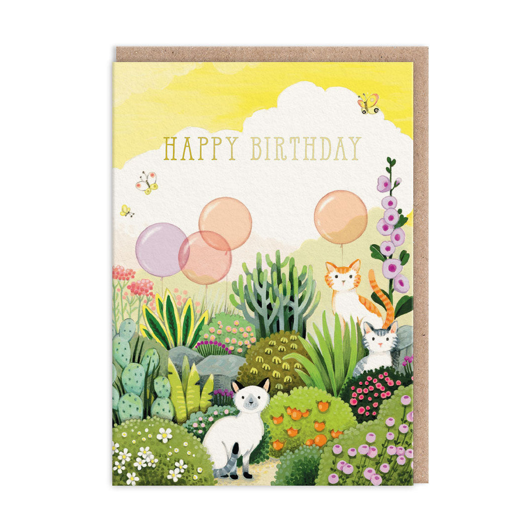 Garden Cats Greetings Card