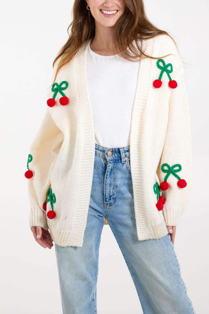 Cherry Embroidery Knit Cardigan