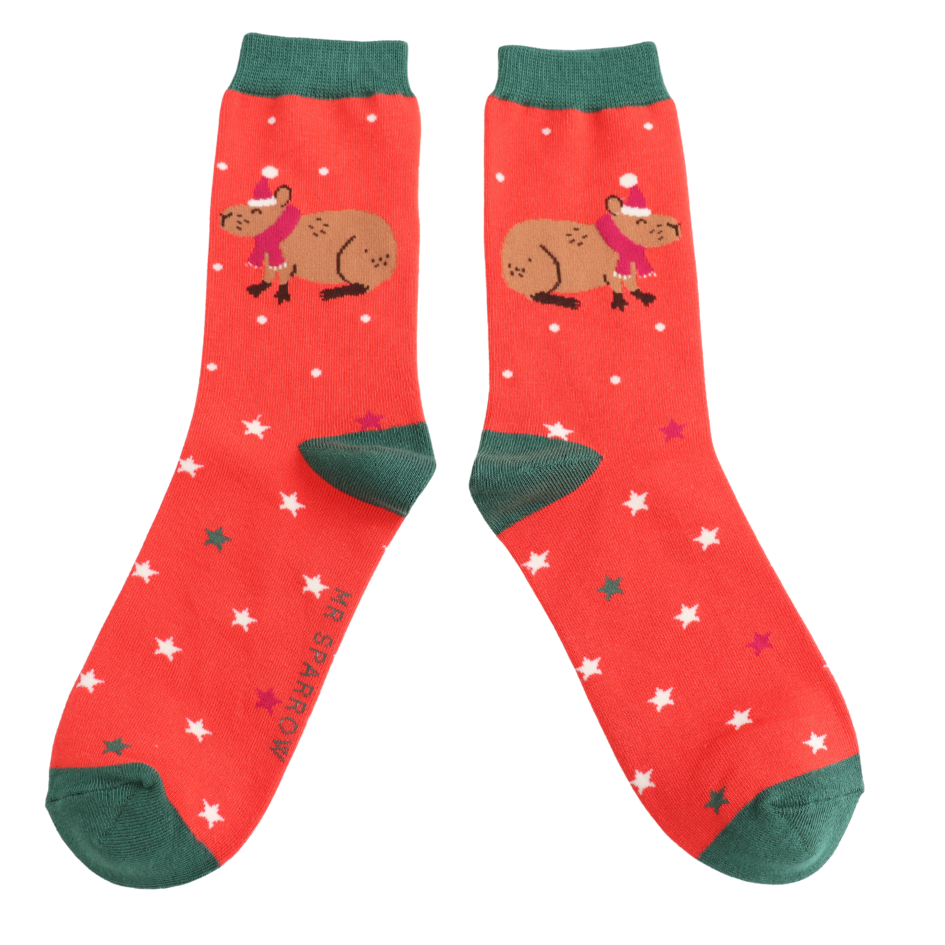 Men's Festive Capybara Bamboo Socks