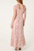 Load image into Gallery viewer, Tie Front Shirred Floral Maxi Dress
