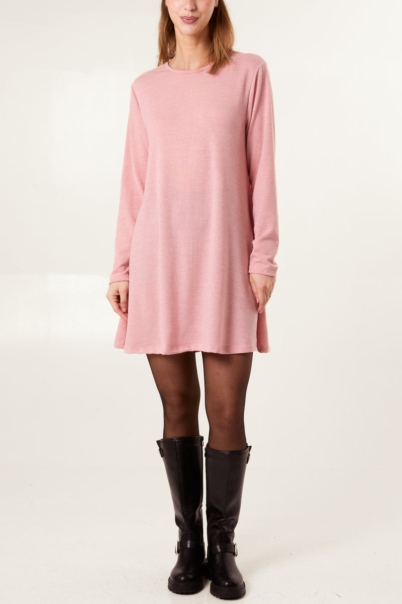 Pink Fine Knit Swing Mini Dress