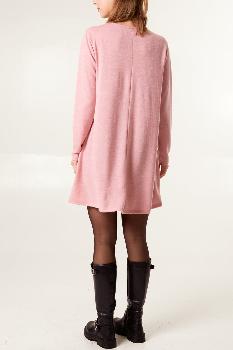 Old Navy Jersey Knit Swing Dress Pink Fine Knit Swing Mini Dress  Mookau