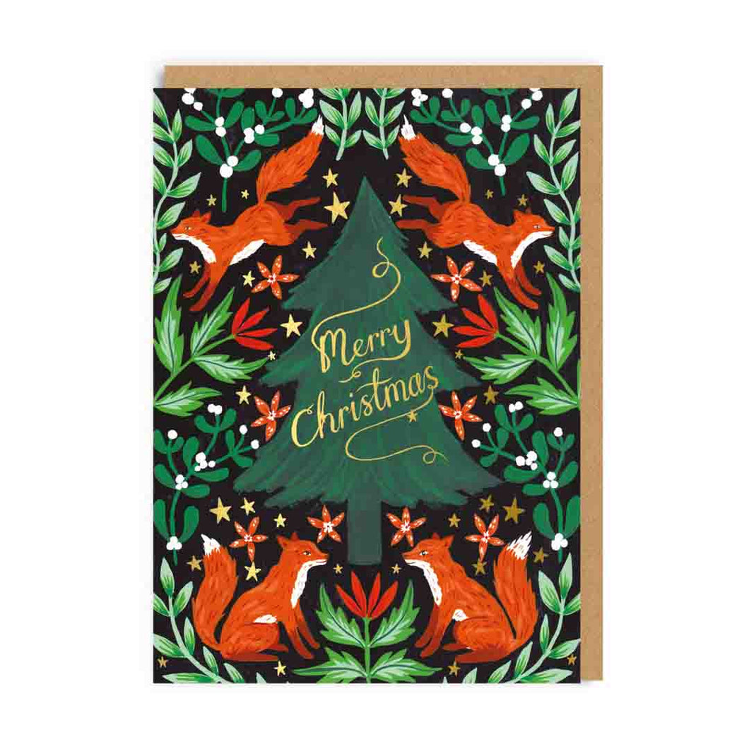 Fox Christmas Tree Christmas Card