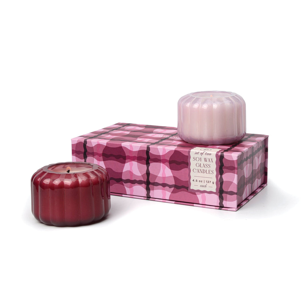 Glass Candle Gift Set - Rose & Merlot