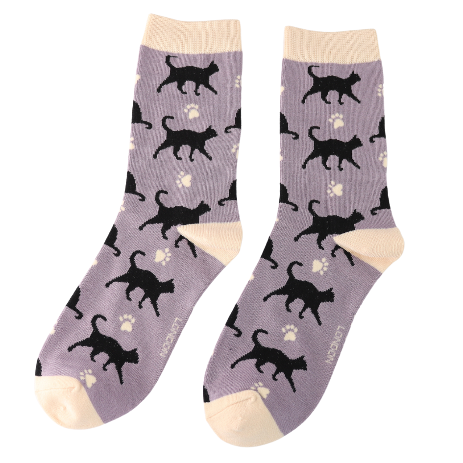 Cats & Paw Prints Bamboo Socks