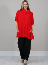 Load image into Gallery viewer, Red Cable Knit Cape
