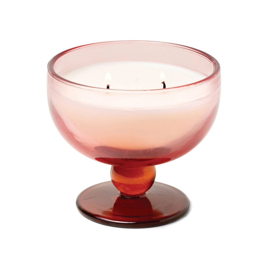 Saffron Rose Candle in a Pink & Red Glass Goblet