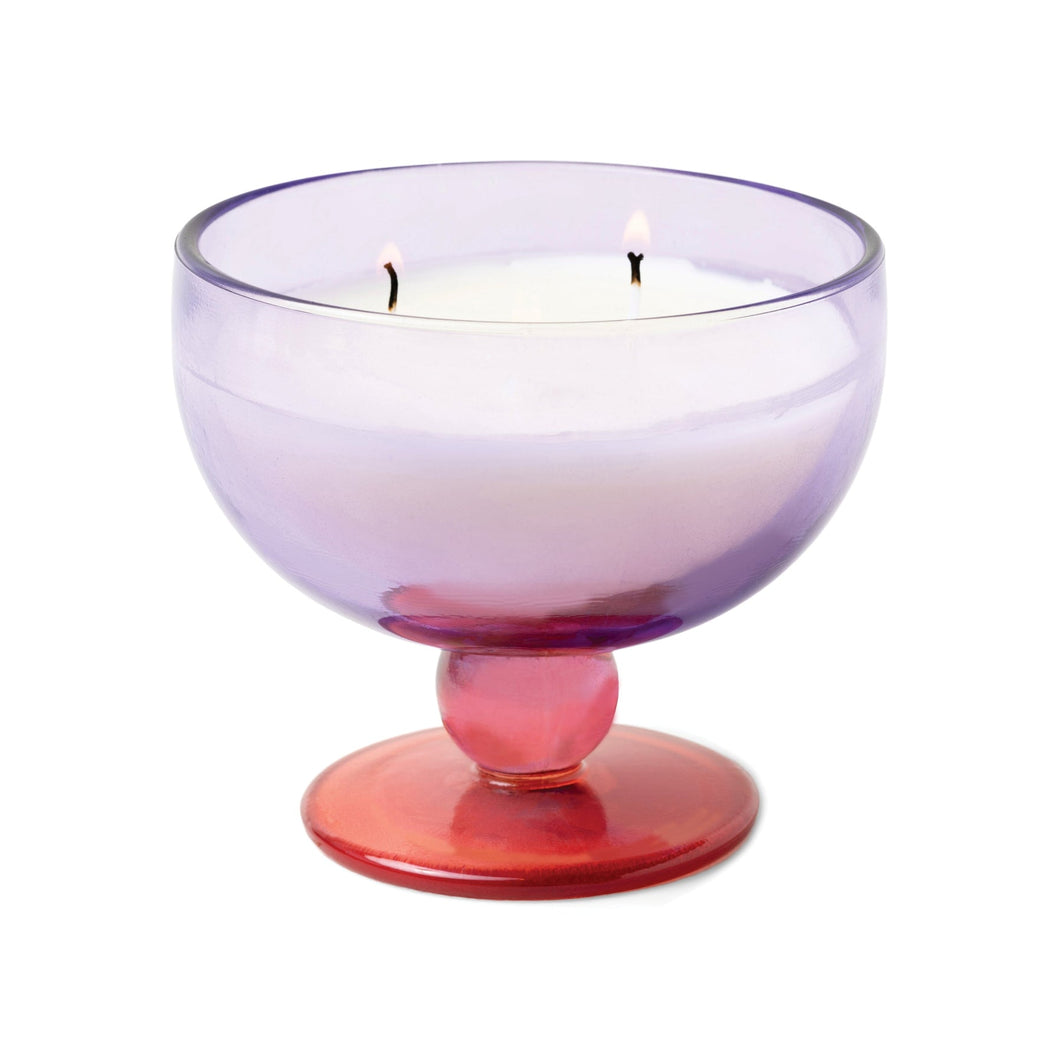 Pepper & Plum Candle in a Purple & Pink Glass Goblet