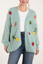 Load image into Gallery viewer, Embroidered Fruit Knit Wool Blend Cardigan
