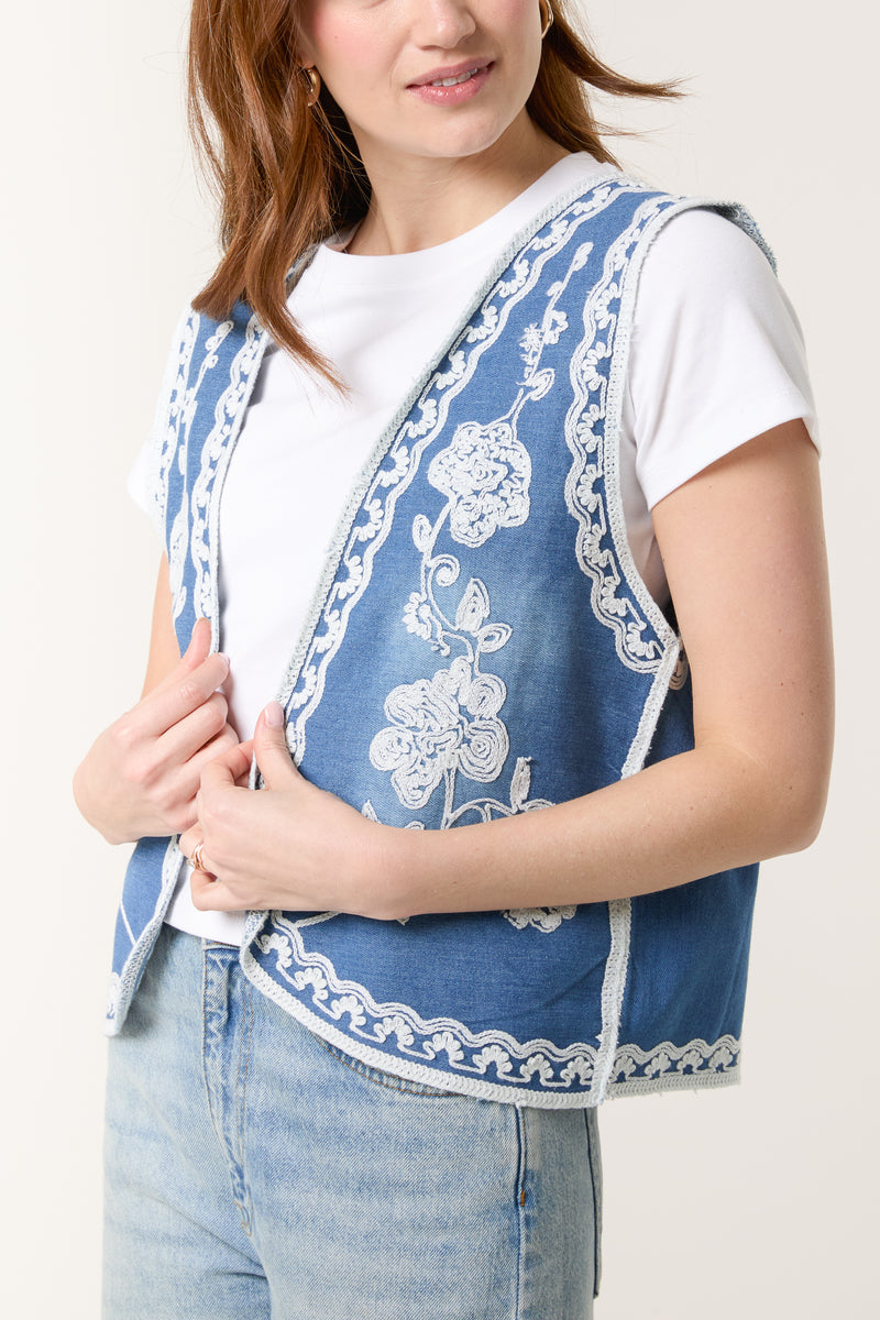 Embroidered Cotton Waistcoat
