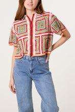 Load image into Gallery viewer, Short Sleeved Geometric Crochet Cardigan
