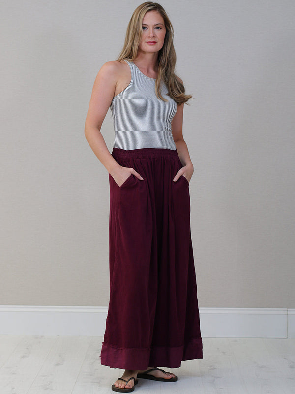 Wine Corduroy Palazzo Pants