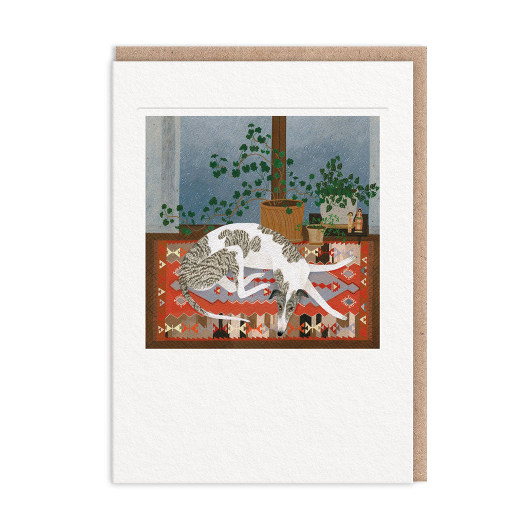 Rainy Greyhound Greetings Card