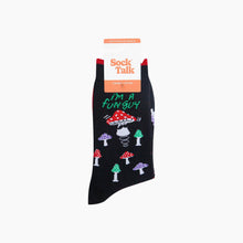 Load image into Gallery viewer, Fun Guy Mushroom Combed Cotton Novelty Socks in Black

