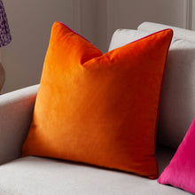 Load image into Gallery viewer, Meridian Velvet Cushion in Clementine &amp; Hot Pink
