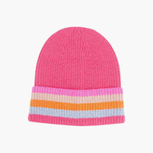 Load image into Gallery viewer, Delta Hot Pink Rainbow Stripe Beanie Hat

