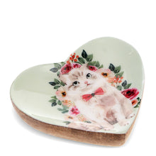 Load image into Gallery viewer, Cat Wooden Heart-Shaped Trinket Dish
