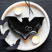 Load image into Gallery viewer, Gothic Halloween Black Bat Trinket Dish
