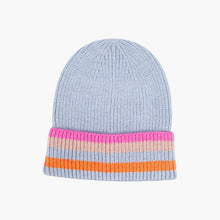 Load image into Gallery viewer, Delta Light Blue Rainbow Stripe Beanie Hat
