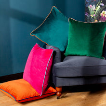 Load image into Gallery viewer, Meridian Velvet Cushion in Raspberry &amp; Teal
