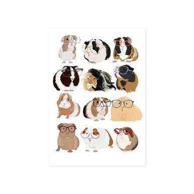 Guinea Pigs Wearing Glasses by Hanna Melin Design Postcard