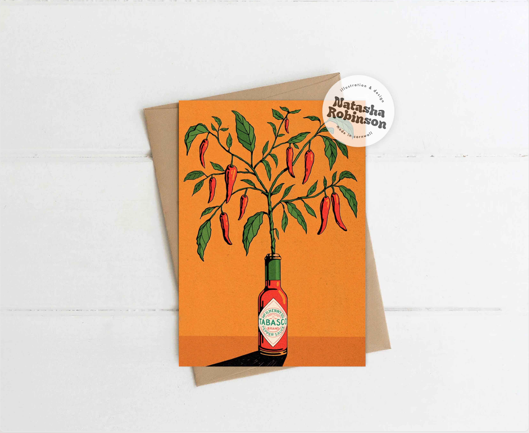 Tabasco Hot Sauce & Chilli Plant Greetings Card