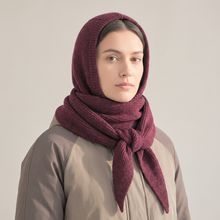 Load image into Gallery viewer, Plain Hooded Scarf in Berry &amp; Pink Stripes
