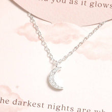 Load image into Gallery viewer, Silver Moon Necklace with Card
