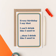 Load image into Gallery viewer, Can&#39;t Drink Like I Used To Birthday Greetings Card
