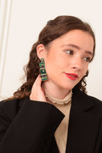 Load image into Gallery viewer, Green Cracker Beaded Drop Earrings
