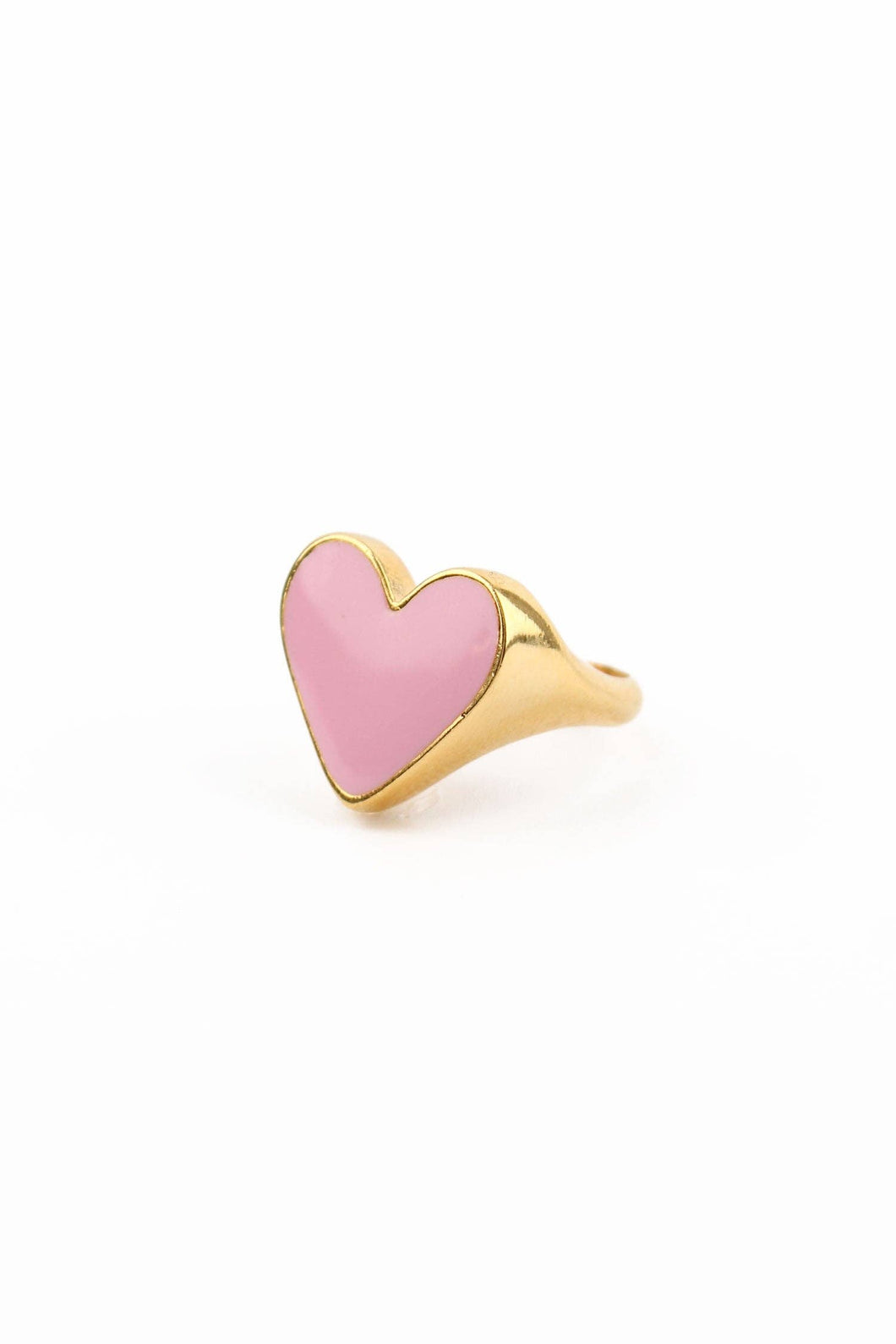Pink Heart Enamel Ring