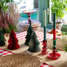 Load image into Gallery viewer, Red &amp; Green Ombre Glass Candle Holder
