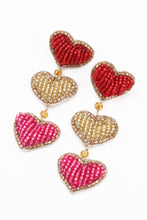 Load image into Gallery viewer, Multi Heart Triple Drop Earrings
