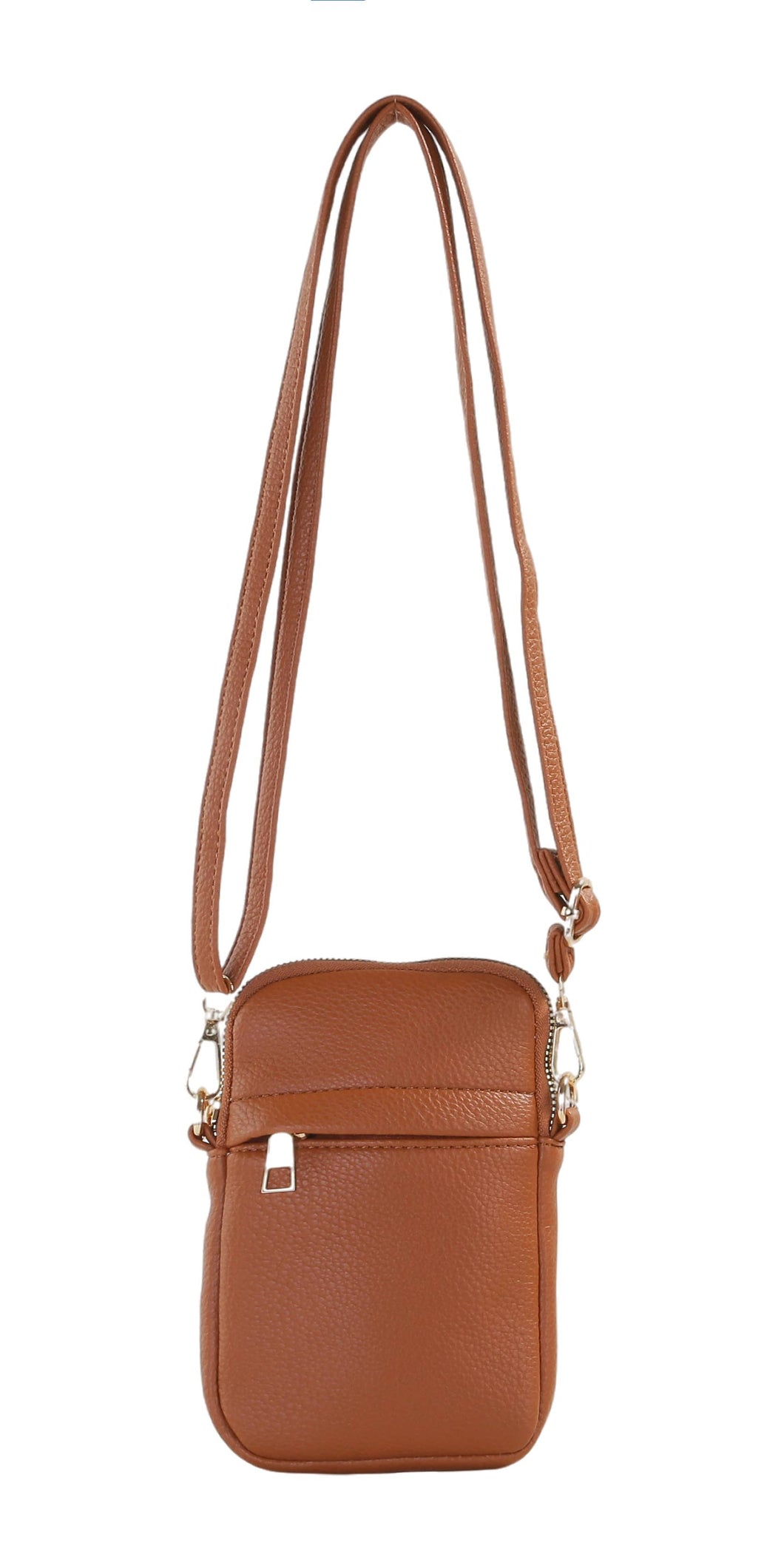 Brown Zip Pocket Front Crossbody Phone Bag