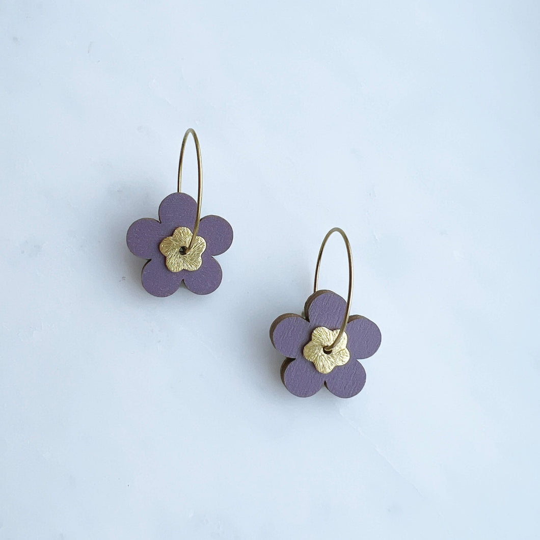 Lilac Flower Hoop Earrings