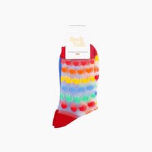 Load image into Gallery viewer, Rainbow Love Hearts Combed Cotton Sheer Pop Socks
