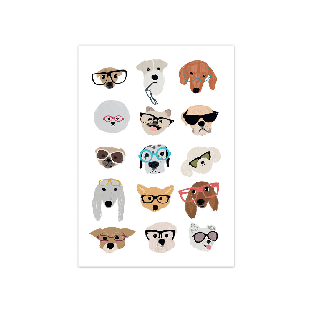 Dogs in Glasses by Hanna Melin Postcard