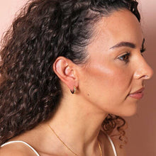 Load image into Gallery viewer, Gold Crystal Stars Huggie Hoop Earrings
