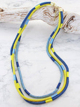 Load image into Gallery viewer, Blue &amp; Green 3 Strand Cord Necklace
