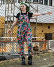 Load image into Gallery viewer, Rebel Romance Tattoo Floral Stretch Dungarees 
