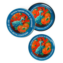 Load image into Gallery viewer, Set of 4 Cerveza Española Metal Coasters
